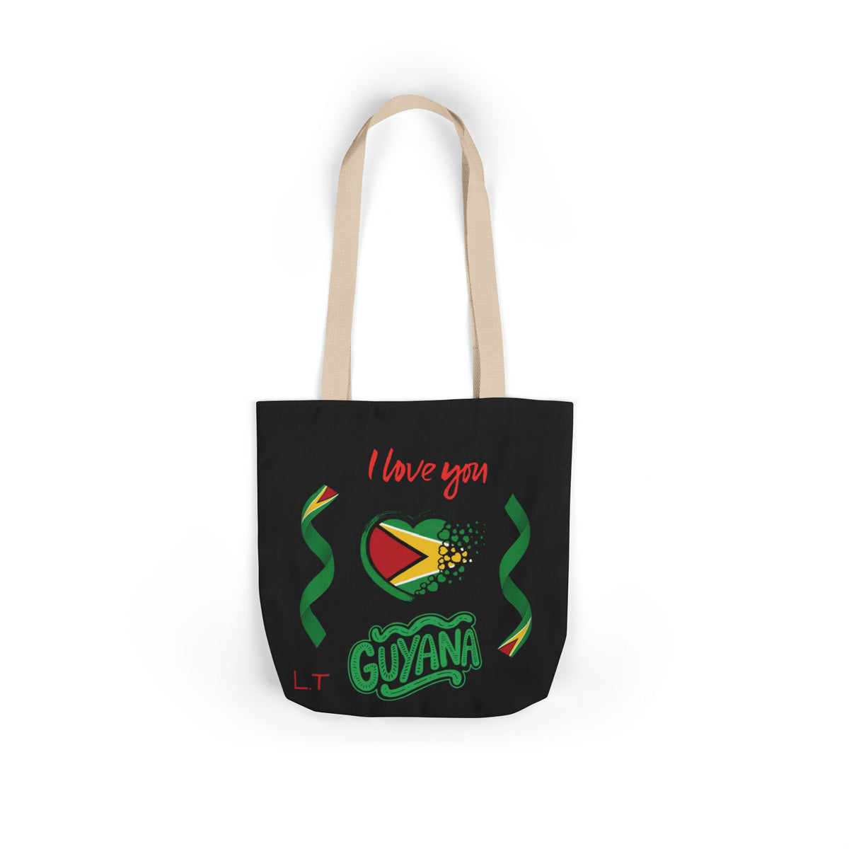 Personalized D.O.B and initial Love You Guyana Canvas Tote Bag