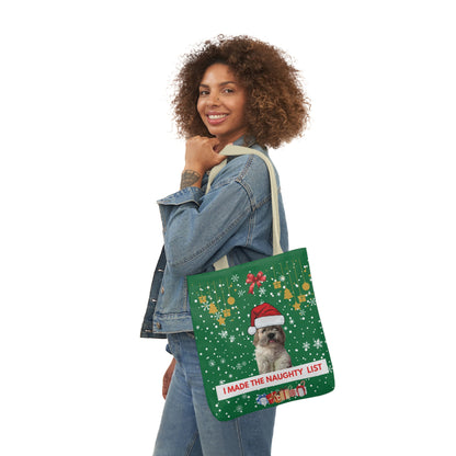 Green Christmas Personalized pet Canvas Tote Bag