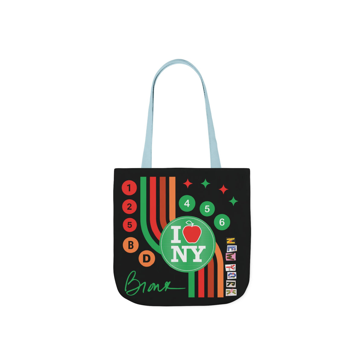 Personalized initial NY Retro Subway Canvas Tote — Colorful Graphic Market Bag