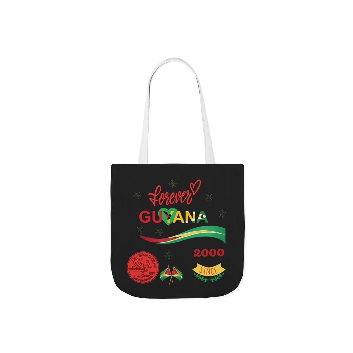 Personalized D.O.B and initial Love You Guyana Canvas Tote Bag