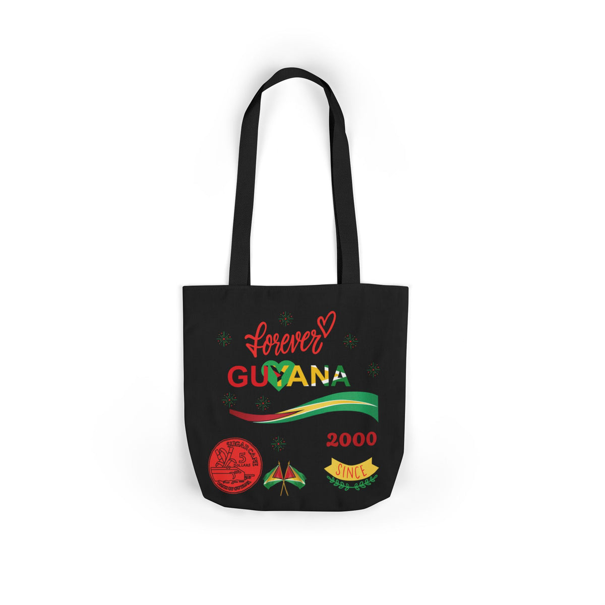 Personalized D.O.B and initial Love You Guyana Canvas Tote Bag