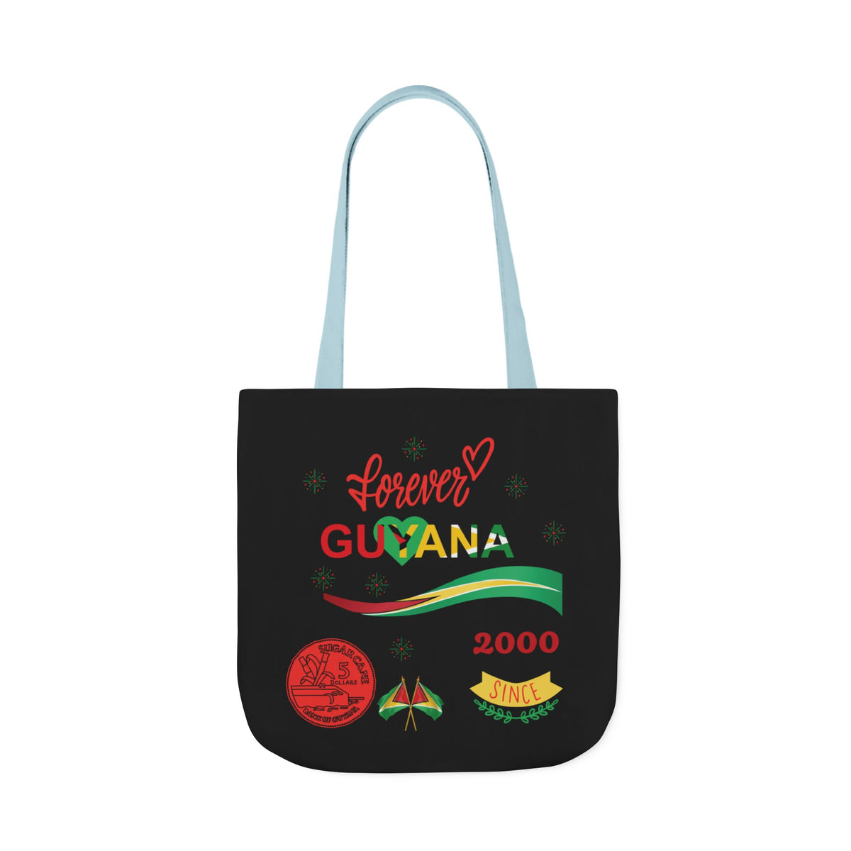 Personalized D.O.B and initial Love You Guyana Canvas Tote Bag