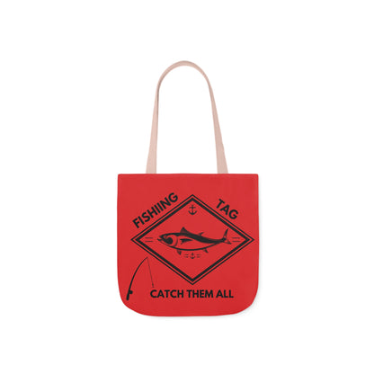 Fishing Canvas Red Tote Bag