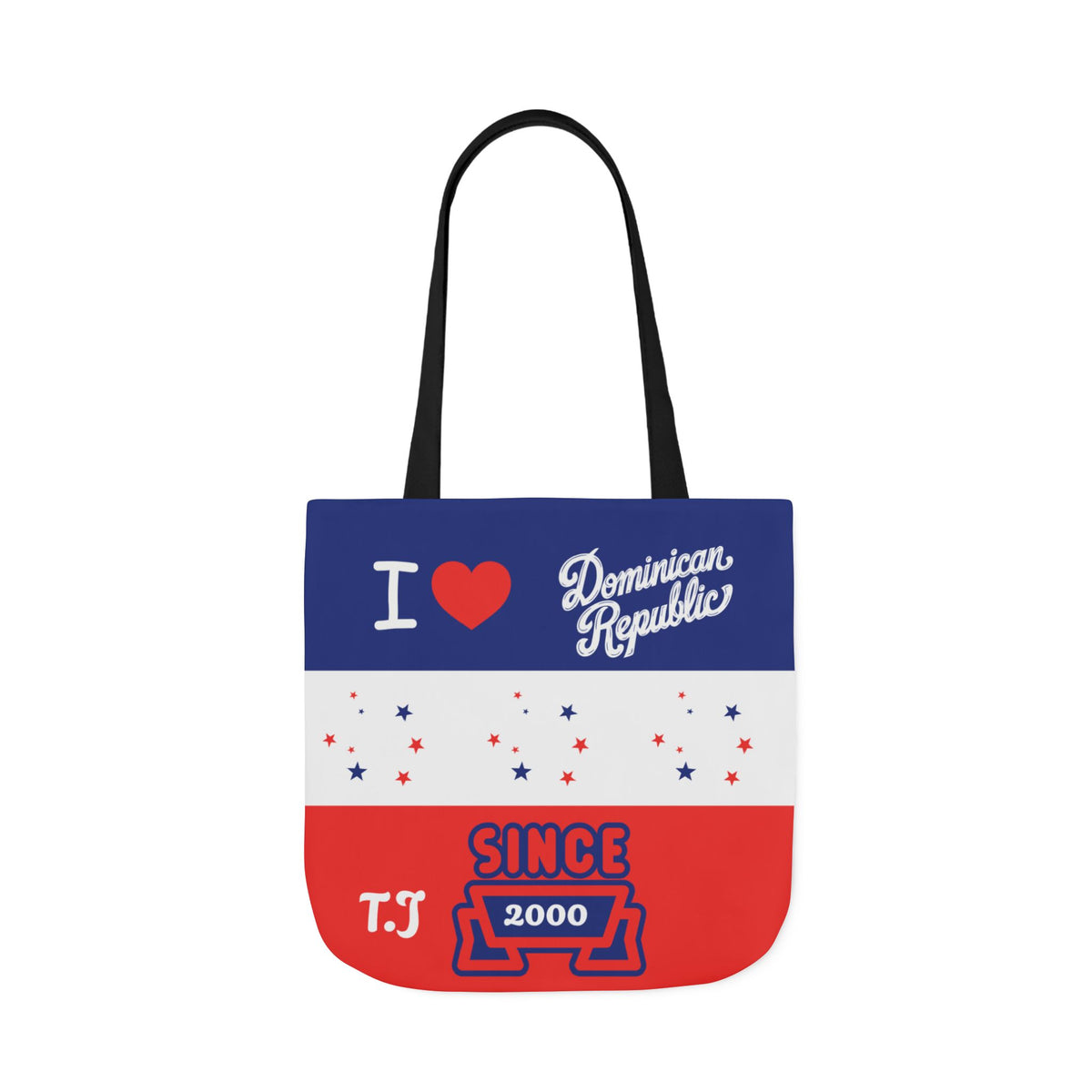 Personalized D.O.B & intinial,Dominican Republic Heart Canvas Tote —