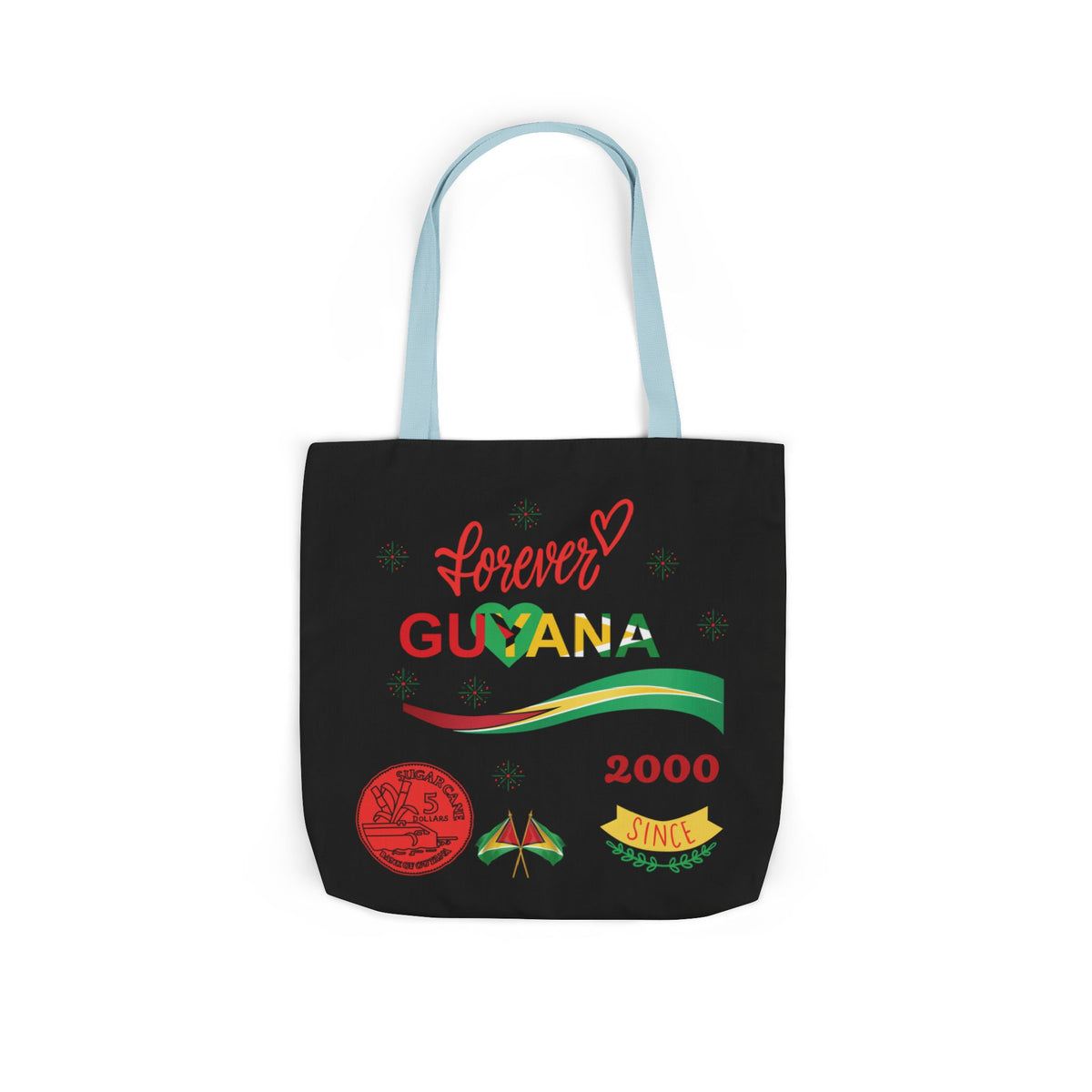 Personalized D.O.B and initial Love You Guyana Canvas Tote Bag