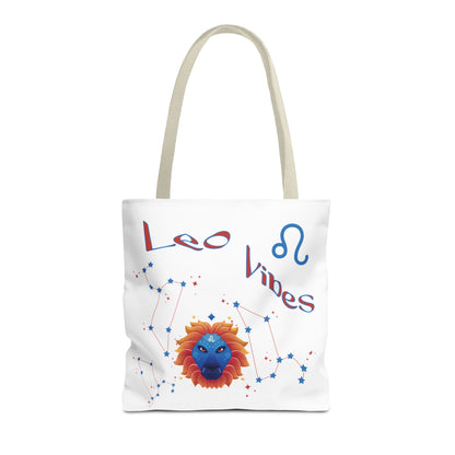 Personalized Year & Initial, Leo Vibes Zodiac White Tote Bag