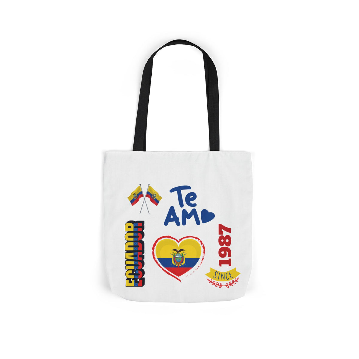 Ecuador Canvas Tote — "Te Amo" Heart Flag Design Personalized initial and D.O.B