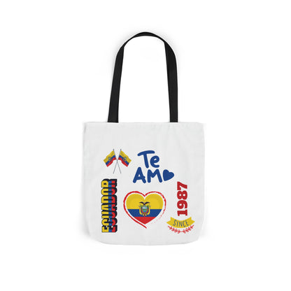 Ecuador Canvas Tote — "Te Amo" Heart Flag Design Personalized initial and D.O.B