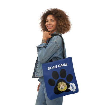 Blue Personalized Dog Canvas Tote Bag